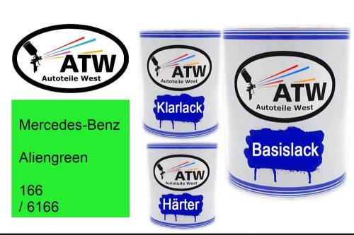 Mercedes-Benz, Aliengreen, 166 / 6166: 1L Lackdose + 1L Klarlack + 500ml Härter - Set, von ATW Autoteile West.